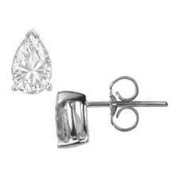 Pear Cut Solitaire Diamond Stud Earring 1.50 Carats 14K White Gold