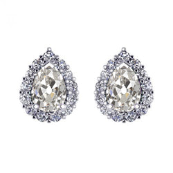Pear Cut Stud Earrings 4.25 Carats Halo Old Miner Diamond
