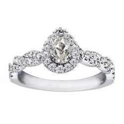 Pear Mined Diamond Halo Old Cut Anniversary Ring Infinity Shank 3.50 Carats