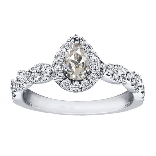 Pear Diamond Halo Old Cut Anniversary Ring Infinity Shank 3.50 Carats