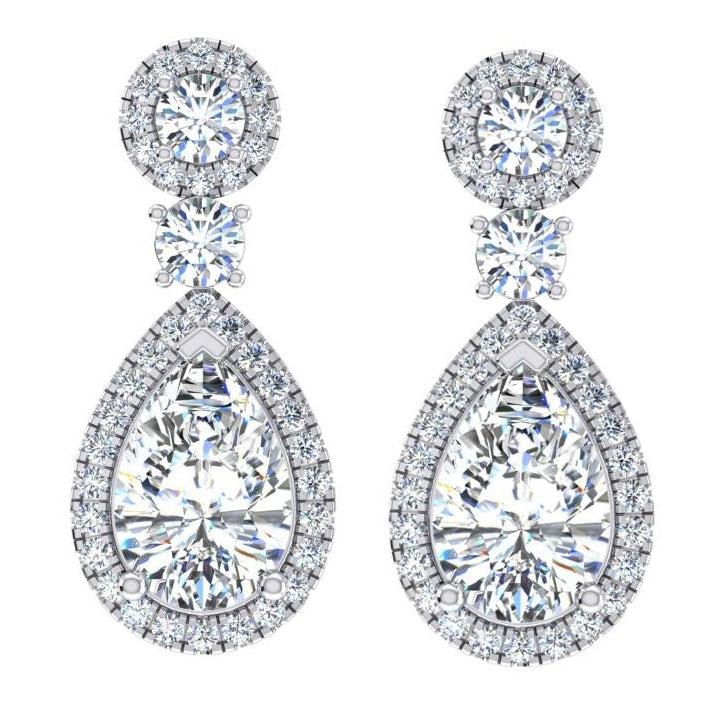 Pear Diamond Gold Drop Earrings 8 Carats