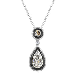 Pear Old Cut 2 Ct Mined Natural Real Diamond ( Not Lab Grown ) Pendant Black & White Gold With Chain