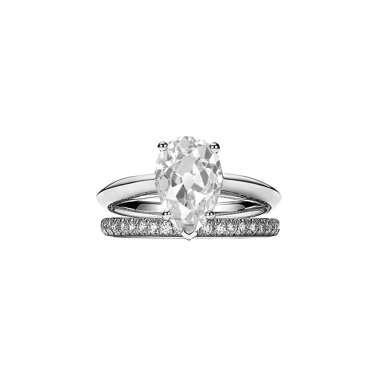 Pear Old Miner Solitaire Diamond Engagement Ring