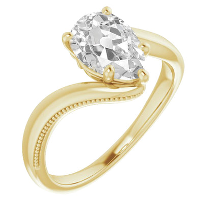 natural pear diamond 2ct ring front view