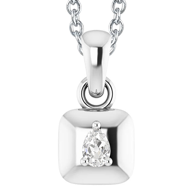 Old Miner Cut Diamond Pendant White Gold