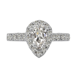 Pear Old Mine Cut Natural Earth Mined Diamond Halo Ring 6 Carats Jewelry