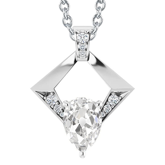 Pear Old Mine Cut Diamond Pendant 3.50 Carats