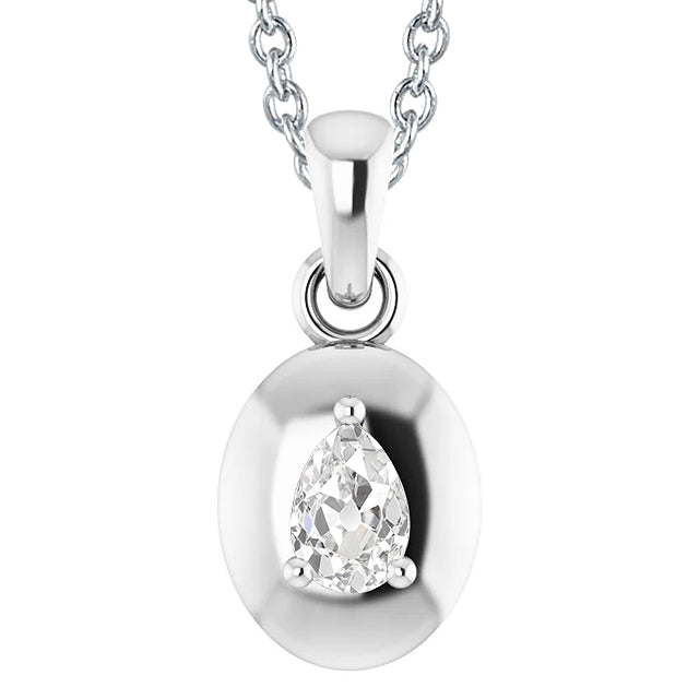 Pear Old Miner Cut Diamond Pendant white Gold