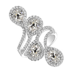 Pear Old Mine Cut Diamond Ring Twisted Shank 5 Carats Women’s Jewelry