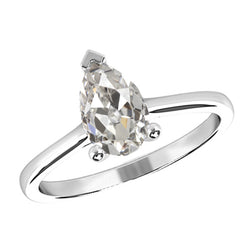 Pear Old Mine Cut 2 Carats Solitaire Engagement Diamond Ring