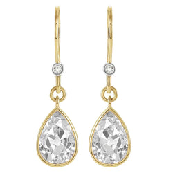 Pear Old Miner Bezel Setting Diamond Dangle Earrings 3.50 Carats