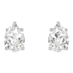 Pear Old Miner Diamond Gold Studs Solitaire Earrings 6 Carats