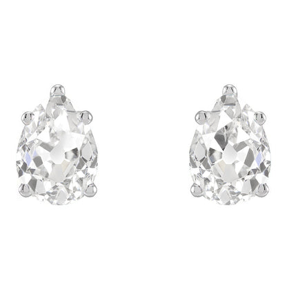 Pear Old Miner Diamond Gold Studs Solitaire Earrings