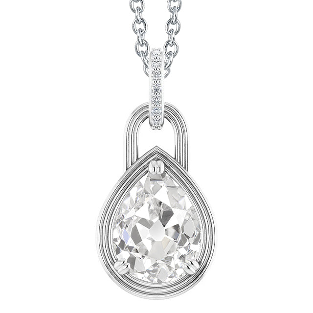Pear Old Miner Lock Diamond Pendant