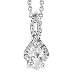 Pear Old Miner & Round Natural Earth Mined Diamond Pendant 3.50 Carats Split Shank
