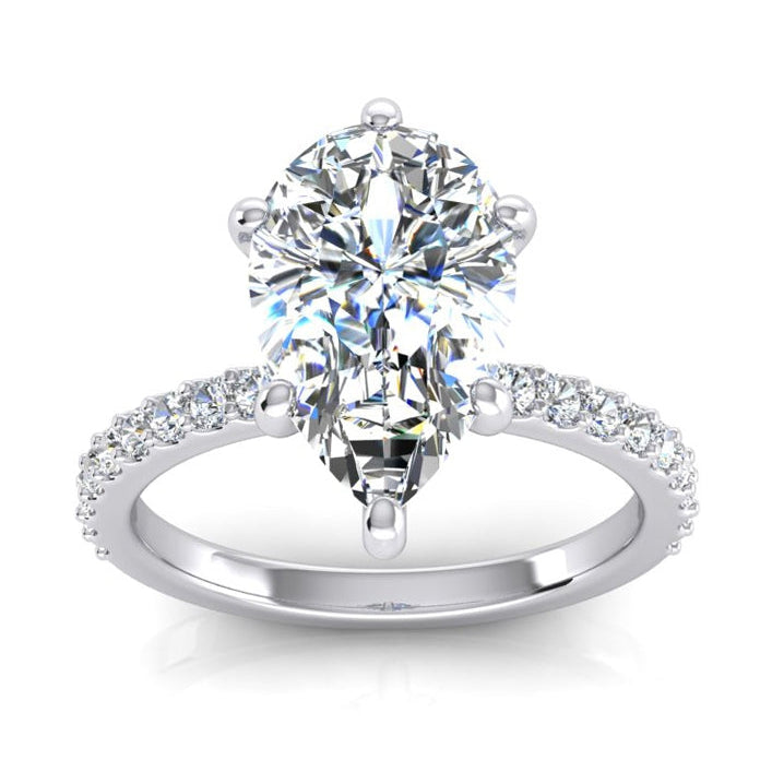 Lady’s Brilliant Engagement White Gold Diamond Solitaire Ring with Accents