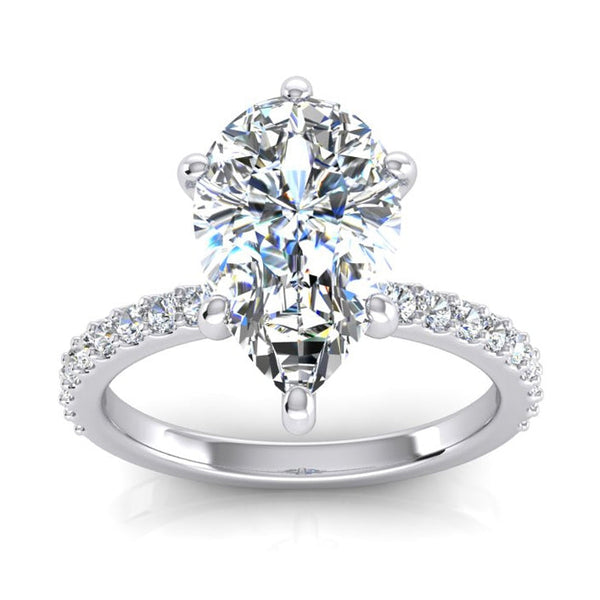  Lady’s Brilliant Engagement White Gold Diamond Solitaire Ring with Accents