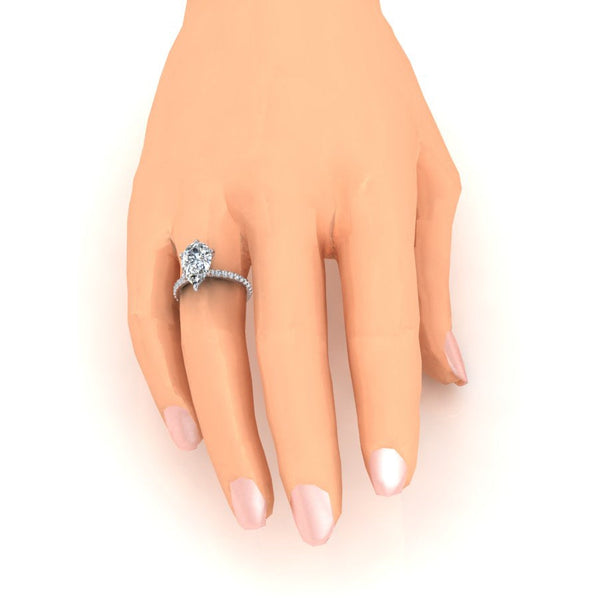 2 Carats Diamond Ring Women White Gold 14K Solitaire With Accent