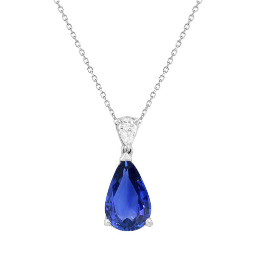 Pear Sapphire Diamond Pendant