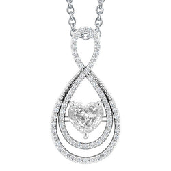 Pear Shaped Real Natural Earth Mined Diamond Pendant Round & Heart Old Miner 3.50 Carats 14K