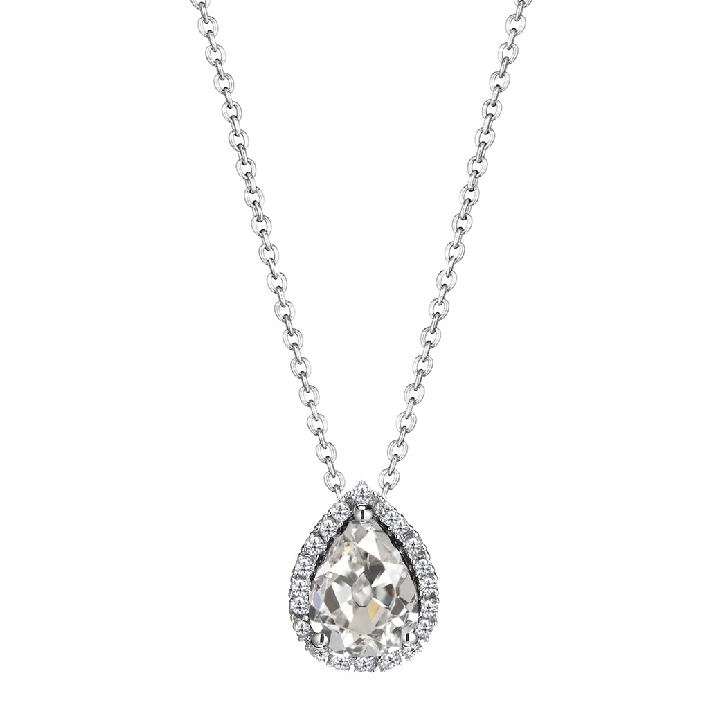 Pear Shaped Pendant 2 Ct Halo Diamond Old Miner