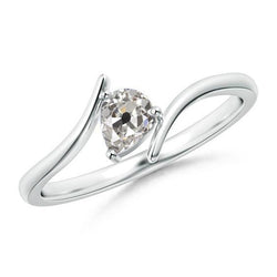 Pear Solitaire Old Miner Genuine Natural Earth Mined Diamond Ring 1.50 Carats Prongs Tension Style