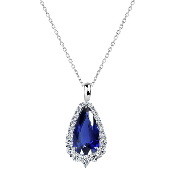 Sri Lankan Sapphire Halo Pendant Diamond