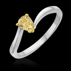 Pear Yellow Canary Diamond Solitaire Ring Gold 14K