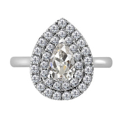 Pear & Round Natural Diamond Old Miner Halo Ring 3.50 Carats