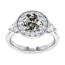 Pear & Round Old Cut Natural Earth Mined Diamond Halo Ring 3 Stone Style 6.50 Carats
