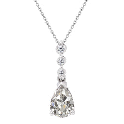 Pear & Round Old Cut Pendant Earth Mined Natural Real Diamond ( Not Lab Grown ) 2.50 Carats