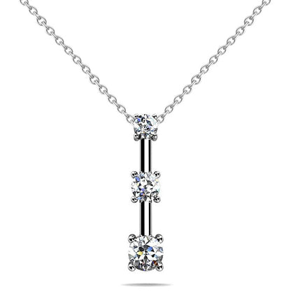 Pendant Gold 14K 2.25 Ct Four Prong Set Round 3 Stone Lab Grown Diamond Drop