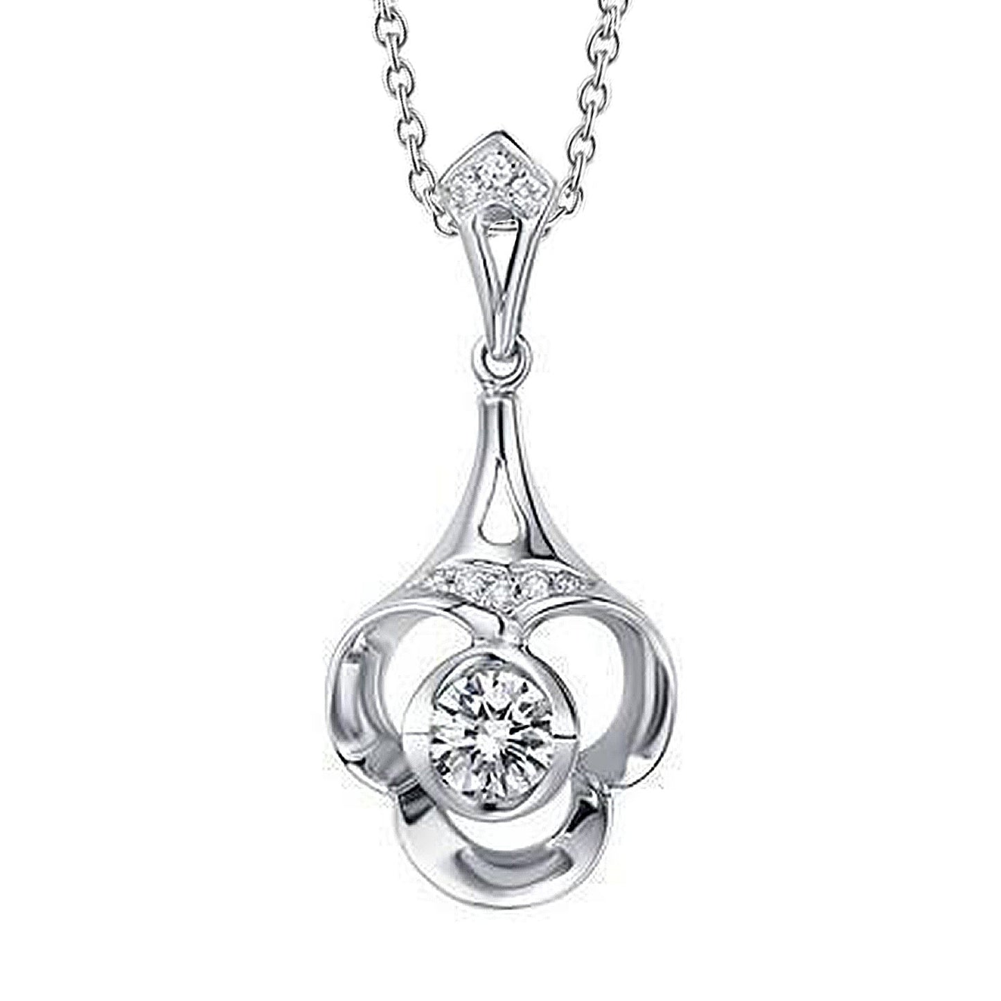 Pendant Necklace 1.50 Ct Round Brilliant Cut Natural Earth Mined Diamonds White Gold 14K
