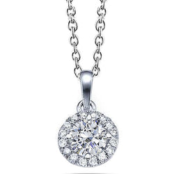 Pendant Necklace 2.80 Ct Gorgeous Round Cut Diamonds Gold White 14K