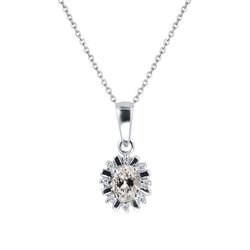 Pendant Necklace 2 Ct Black & White Gold Old Miner Genuine Diamond
