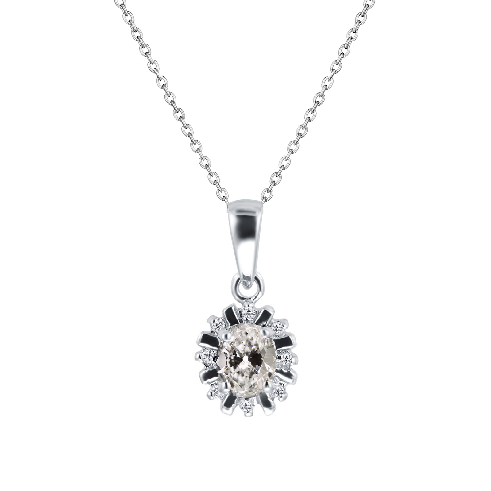 Pendant Necklace 2 Ct Black & White Gold Old Miner Diamond