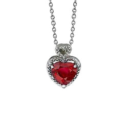 Pendant Necklace Red Ruby And Diamonds 5.35 Carats White Gold 14K