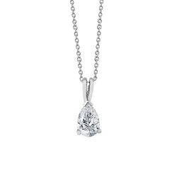 Pendant Necklace With Chain 1.50 Carat Pear Cut Diamond White Gold