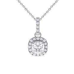 Pendant Necklace With Chain 2.60 Carats Diamonds White Gold 14K