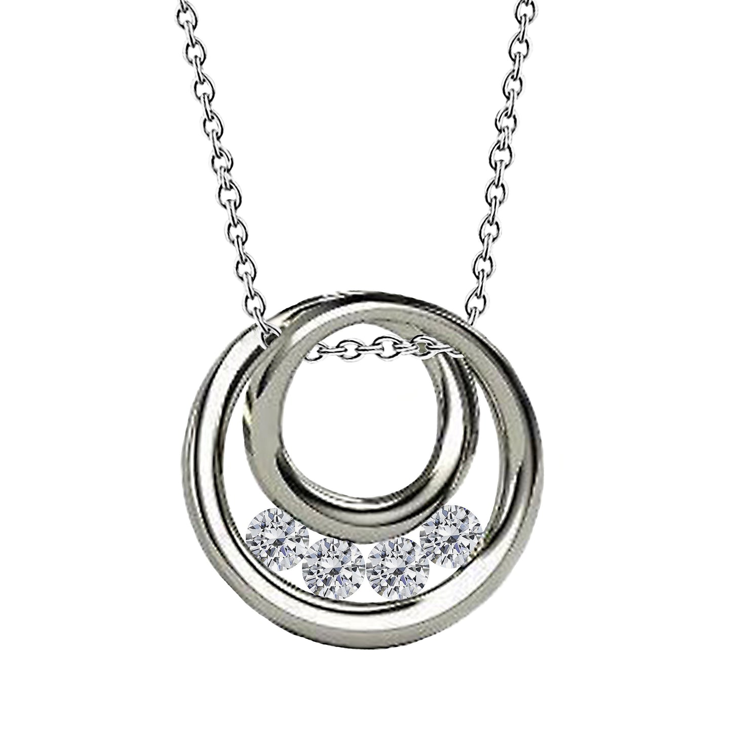 Pendant Solid White Gold 14K 2 Carats Round Natural Earth Mined Diamond Circle Necklace