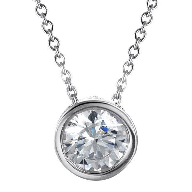 Bezel Set Pendant White Gold Solitare Sparkling Round 2 Ct GIA Certified Lab Grown Diamond