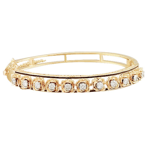Petal Style Yellow Gold Bangle 3.30 Carats Jewelry