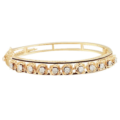 Petal Style Yellow Gold Bangle 3.30 Carats Jewelry