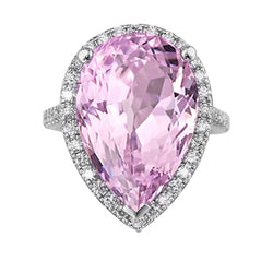 Pink Kunzite 20.40 Ct Diamond Wedding Ring White Gold Gemstone Jewelry