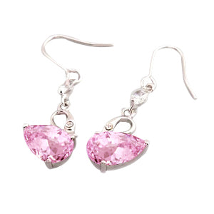 Pink Kunzite & Diamond  Female new Anniversar Dangle Earrings White Gold