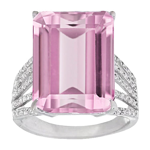 Pink Natural Kunzite And Diamond Wedding Ring  New Ladies  White Gold