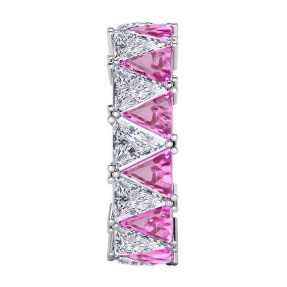 Trilliant Pink Sapphire Diamond Eternity Band 9 Ct Gemstone Jewelry