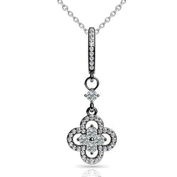 Precious Petals Round Shaped Diamond Pendant Necklace 0.91 Ct. WG 14K