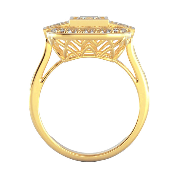 Yellow Gold Princess and Round Diamond Anniversay Ring