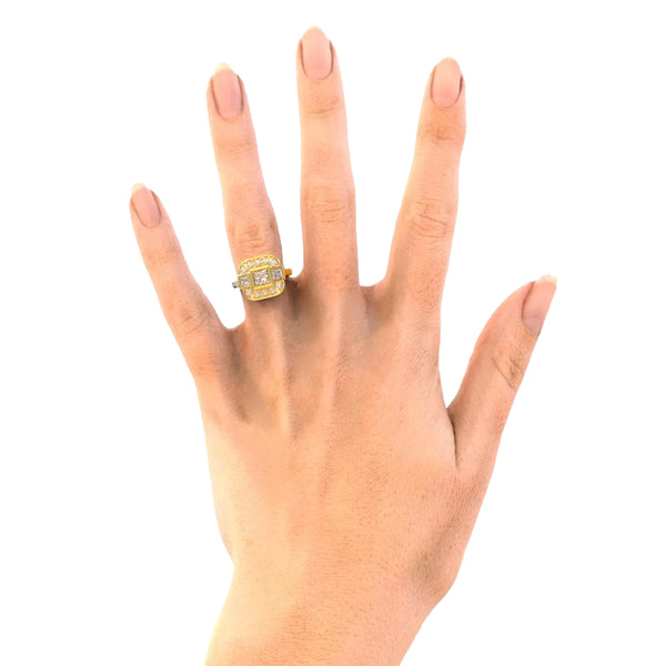 Yellow Gold Diamond Anniversay Ring On Hand